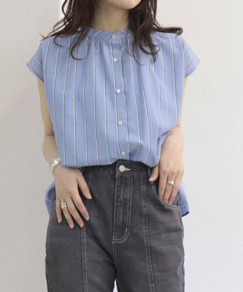 fredy emue（フレディエミュ）の「【WEB限定】2wayスタンドカラー ストライプブラウス（シャツ/ブラウス・レディース・ホワイト系その他/ブルー系その他・38）」の13枚目の写真