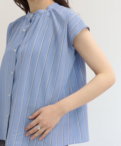 fredy emue（フレディエミュ）の「【WEB限定】2wayスタンドカラー ストライプブラウス（シャツ/ブラウス・レディース・ホワイト系その他/ブルー系その他・38）」の20枚目の写真