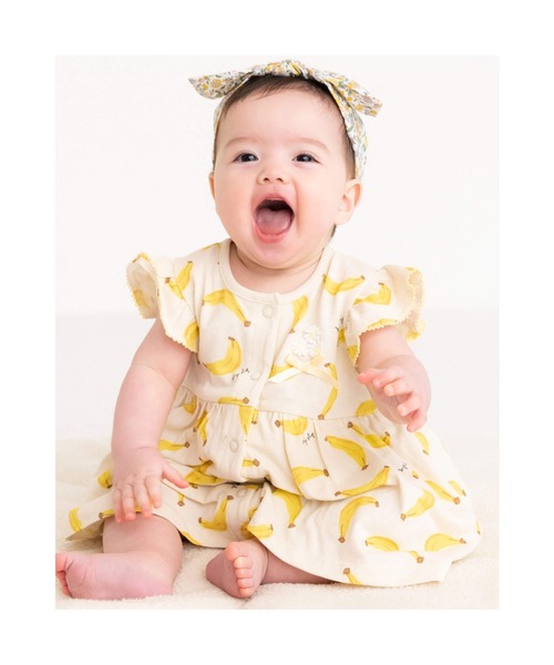 セール Slapslipbaby お揃い レモンバナナレース花ポイントワンピース風ロンパース 60 80cm ロンパース Slap Slip Baby スラップスリップベビー のファッション通販 Zozotown