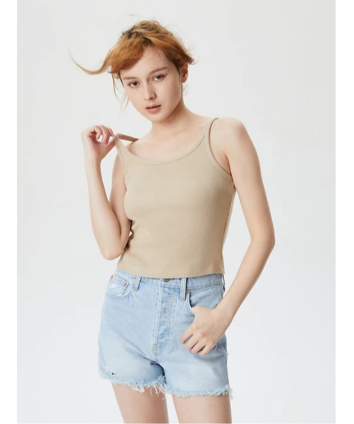 GAP(ギャップ)の「リブ クロップド スパゲッティ タンクトップ(タンクトップ・レディース・ホワイト/ブラック/ベージュ/ブルー/グリーン/その他・S/M/L/XL/XS/XXS)」の3枚目の写真