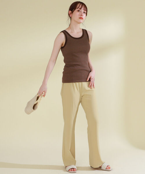 Ray BEAMS(レイビームス)の「Ray BEAMS / マルチボーダー タンクトップ(タンクトップ・レディース・ライトブルー/ダークブラウン/イエロー・ONE SIZE)」の6枚目の写真