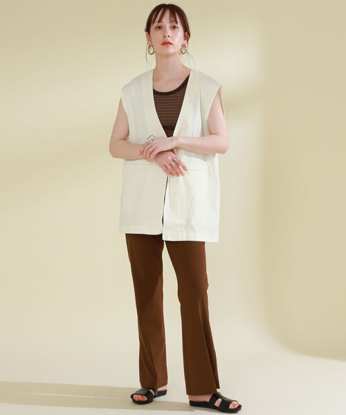 Ray BEAMS(レイビームス)の「Ray BEAMS / マルチボーダー タンクトップ(タンクトップ・レディース・ライトブルー/ダークブラウン/イエロー・ONE SIZE)」の7枚目の写真