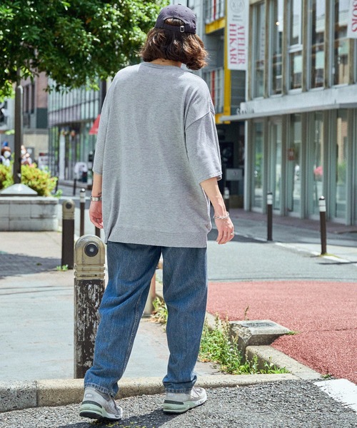 MONO-MART（モノマート）の「【FLOOWM】 Wジャガード編みフラワービッグシルエット半袖ニット（ニット/セーター・メンズ・チャコール/グリーン/ライトグレー・M/L）」の12枚目の写真