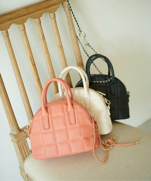 FREE'S MART（フリーズマート）の「◇ボストンチェーンショルダーバッグ（ハンドバッグ・レディース・ホワイト/シャーベット/ブラック・ﾌﾘ-）」の17枚目の写真