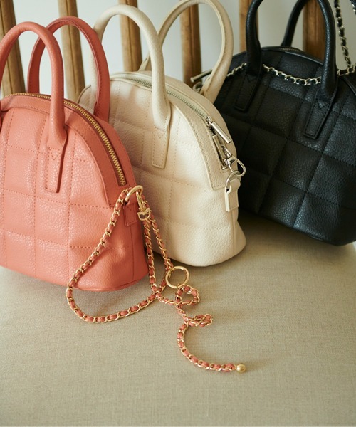 FREE'S MART（フリーズマート）の「◇ボストンチェーンショルダーバッグ（ハンドバッグ・レディース・ホワイト/シャーベット/ブラック・ﾌﾘ-）」の18枚目の写真