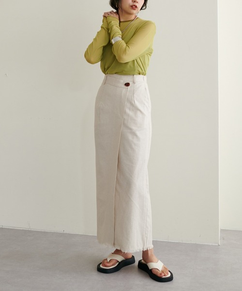 natural couture（ナチュラルクチュール）の「【WEB限定サイズあり】【大人ナチュ】大人のアシメスリットスカート（スカート・レディース・ブラック/ベージュ/レッド・MEDIUM/LARGE）」の3枚目の写真