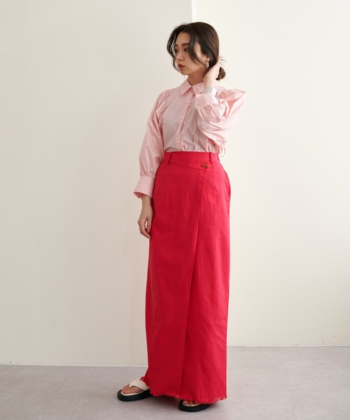 natural couture（ナチュラルクチュール）の「【WEB限定サイズあり】【大人ナチュ】大人のアシメスリットスカート（スカート・レディース・ブラック/ベージュ/レッド・MEDIUM/LARGE）」の19枚目の写真