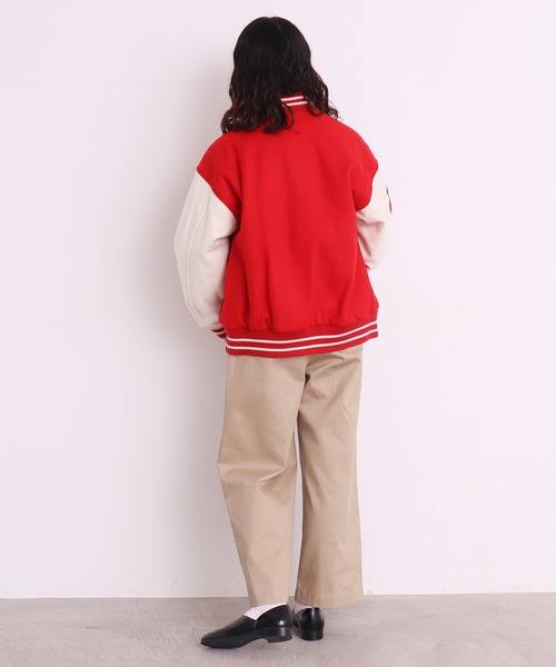 CHILD WOMAN（チャイルドウーマン）の「バージンウールメルトン スタジャン（ブルゾン・レディース・レッド/ネイビー・FREE）」の12枚目の写真