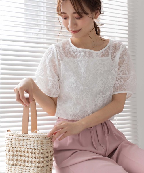fifth(フィフス)の「【スタッフレコメンド】インナー付き刺繍オーガンジーブラウス(シャツ/ブラウス・レディース・ホワイト/ブラック/ライトベージュ・M)」の2枚目の写真