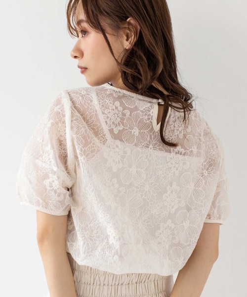 fifth(フィフス)の「【スタッフレコメンド】インナー付き刺繍オーガンジーブラウス(シャツ/ブラウス・レディース・ホワイト/ブラック/ライトベージュ・M)」の5枚目の写真