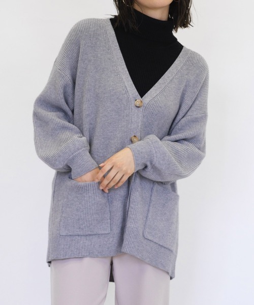 RANAN（ラナン）の「［アンチピリング］Vネックリブニットカーディガン（カーディガン/ボレロ・レディース・ライトグレー/ブラック/アイボリー/オレンジ系その他・LL/M/L）」の18枚目の写真
