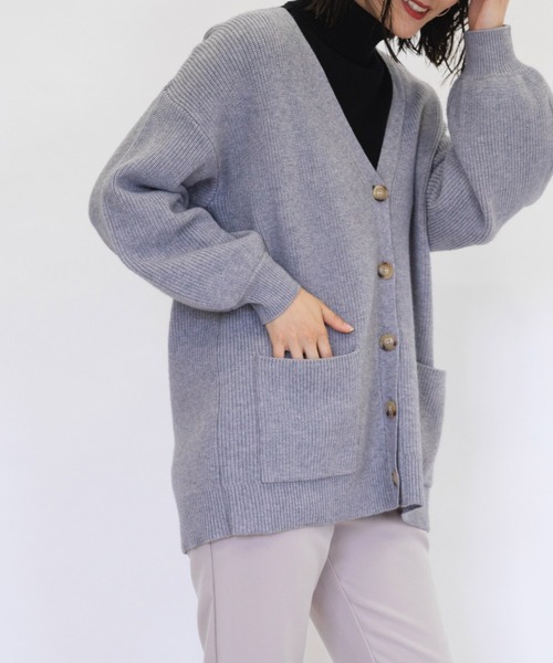 RANAN（ラナン）の「［アンチピリング］Vネックリブニットカーディガン（カーディガン/ボレロ・レディース・ライトグレー/ブラック/アイボリー/オレンジ系その他・LL/M/L）」の16枚目の写真