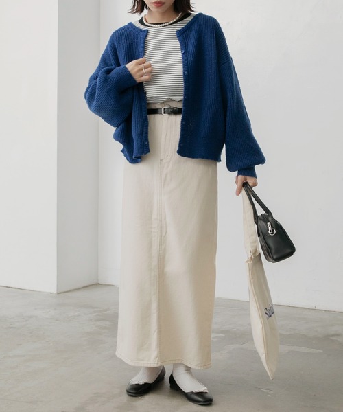 BONLECILL(ボンルシール)の「ボリュームスリーブ畦編みニットカーディガン(カーディガン/ボレロ・レディース・ブラック/レッド/ピンク/ブルー/グリーン/アイボリー/ブラウン/ブラック系1・FREE)」の16枚目の写真