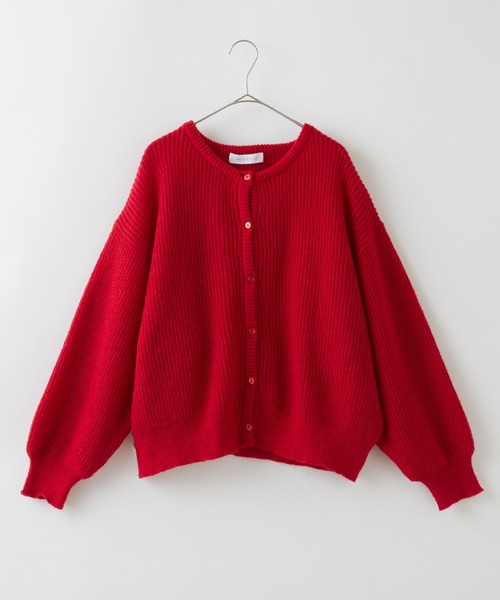 BONLECILL(ボンルシール)の「ボリュームスリーブ畦編みニットカーディガン(カーディガン/ボレロ・レディース・ブラック/レッド/ピンク/ブルー/グリーン/アイボリー/ブラウン/ブラック系1・FREE)」の9枚目の写真