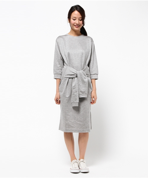 ROSE BUD（ローズバッド）の「LCTO-15116 WAIST TIE LONGDRESS（ワンピース・レディース・ミックスグレー/ネイビー・ONE SIZE）」の6枚目の写真