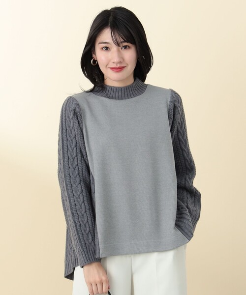 BEAMS HEART ニットコンビ異素材 切替 プルオーバー BEAMS HEART（ビームス ハート）ニット コンビ異素材 切替 プル