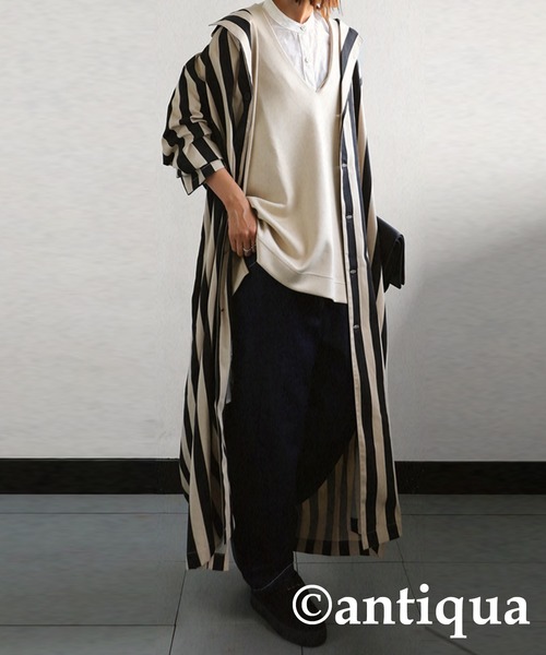 antiqua（アンティカ）の「ストライプジャケット（テーラードジャケット・レディース・ブラック・FREE）」の3枚目の写真