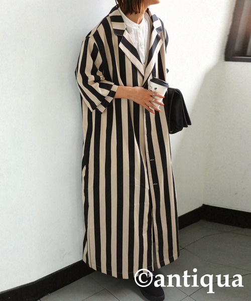 antiqua（アンティカ）の「ストライプジャケット（テーラードジャケット・レディース・ブラック・FREE）」の2枚目の写真