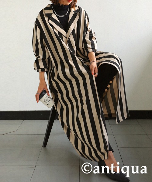 antiqua（アンティカ）の「ストライプジャケット（テーラードジャケット・レディース・ブラック・FREE）」の6枚目の写真