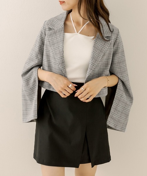 OLIVE des OLIVE（オリーブデオリーブ）の「袖スリットテーラードジャケット（テーラードジャケット・レディース・ブラウン/グレー/ダークブラウン/スミクロ・FREE）」の6枚目の写真