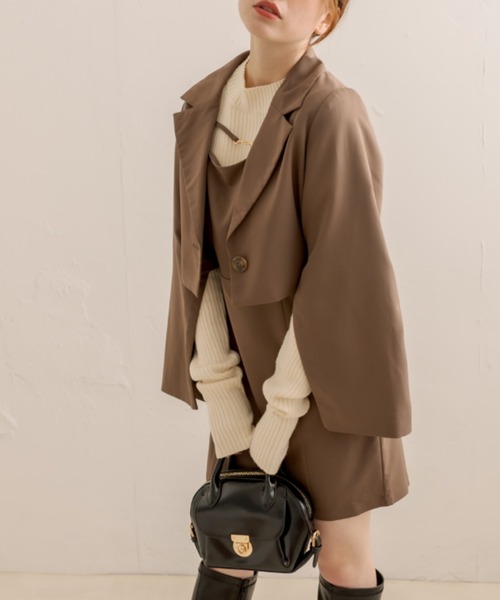 OLIVE des OLIVE（オリーブデオリーブ）の「袖スリットテーラードジャケット（テーラードジャケット・レディース・ブラウン/グレー/ダークブラウン/スミクロ・FREE）」の12枚目の写真