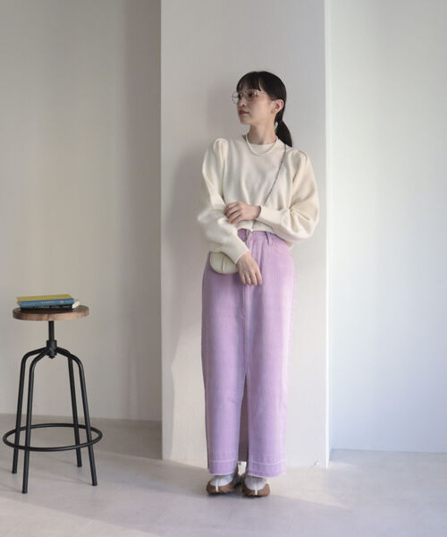 fredy emue（フレディエミュ）の「HAMILTON WOOL 袖タックプルオーバー（ニット/セーター・レディース・ライトグレー/オフホワイト/サックスブルー/オレンジ・38）」の15枚目の写真