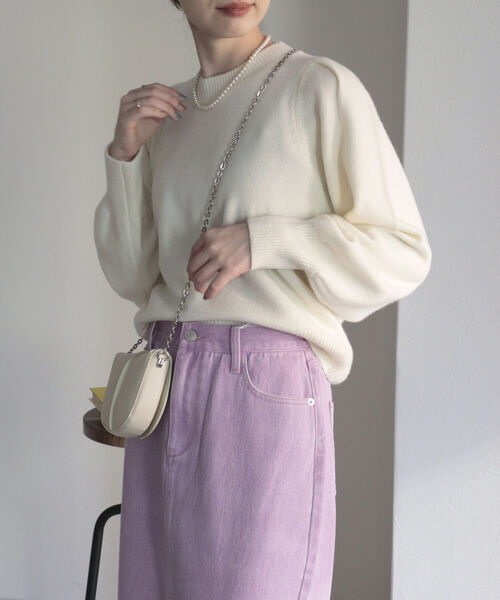 fredy emue（フレディエミュ）の「HAMILTON WOOL 袖タックプルオーバー（ニット/セーター・レディース・ライトグレー/オフホワイト/サックスブルー/オレンジ・38）」の19枚目の写真