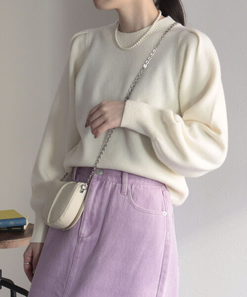 fredy emue（フレディエミュ）の「HAMILTON WOOL 袖タックプルオーバー（ニット/セーター・レディース・ライトグレー/オフホワイト/サックスブルー/オレンジ・38）」の21枚目の写真