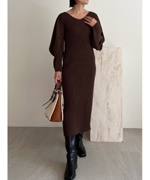 Stylevoice for xxx（スタイルヴォイスフォー）の「カーブスリーブリブニットワンピース（ワンピース）」