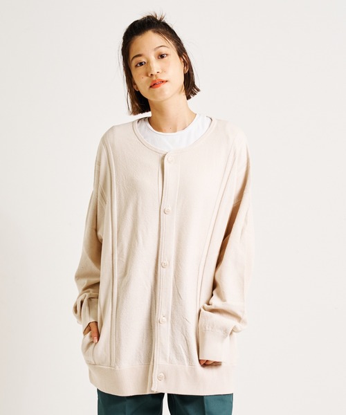 JACKROSE（ジャックローズ）の「JE-ルーズクルー・カーディガン（カーディガン/ボレロ・メンズ・ブラック/ライトベージュ/ダークグリーン/グレイッシュブルー・M/L）」の2枚目の写真