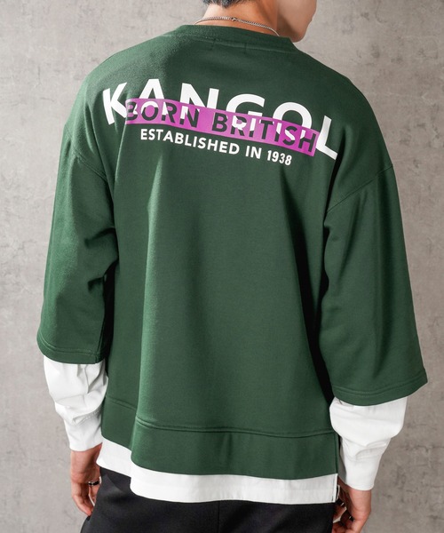KANGOL(カンゴール)の「KANGOL カンゴール バックロゴプリントフェイクレイヤードトレーナー(スウェット・メンズ・パープル/ベージュ/グリーン/ブラック・M/L/XL)」の3枚目の写真