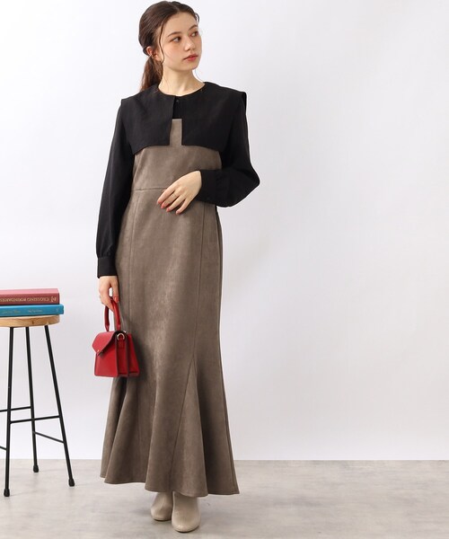 DRESKIP（ドレスキップ）の「◆【柔らかストレッチ】マ－メイド マキシ キャミワンピース（ワンピース・レディース・ダークグリーン/グレー系その他/サンドベージュ・02/03）」の2枚目の写真