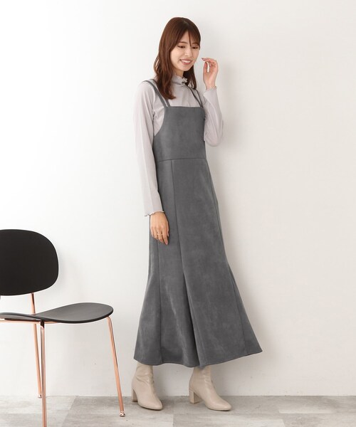 DRESKIP（ドレスキップ）の「◆【柔らかストレッチ】マ－メイド マキシ キャミワンピース（ワンピース・レディース・ダークグリーン/グレー系その他/サンドベージュ・02/03）」の4枚目の写真