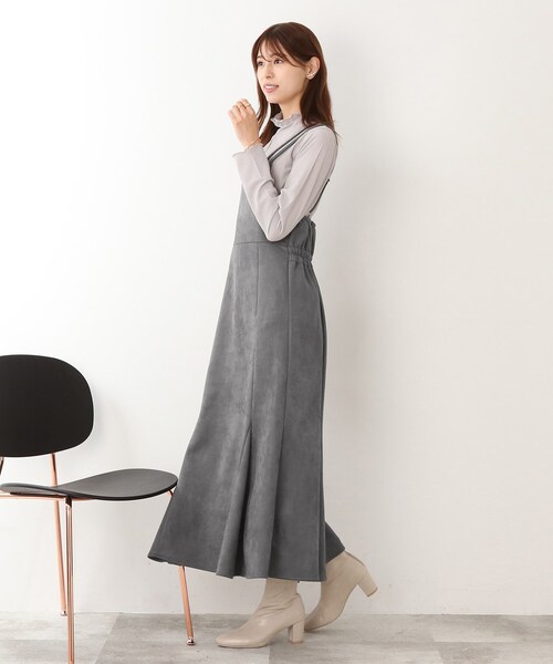 DRESKIP（ドレスキップ）の「◆【柔らかストレッチ】マ－メイド マキシ キャミワンピース（ワンピース・レディース・ダークグリーン/グレー系その他/サンドベージュ・02/03）」の5枚目の写真