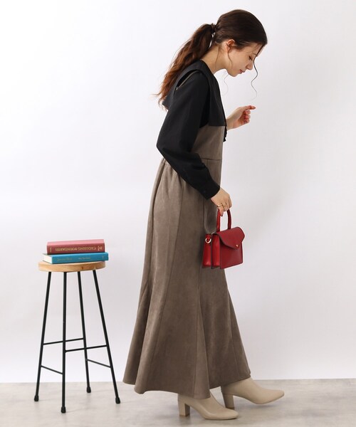 DRESKIP（ドレスキップ）の「◆【柔らかストレッチ】マ－メイド マキシ キャミワンピース（ワンピース・レディース・ダークグリーン/グレー系その他/サンドベージュ・02/03）」の11枚目の写真