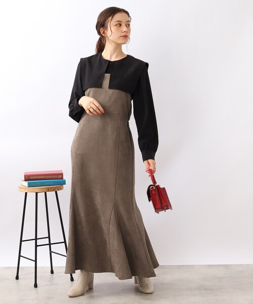 DRESKIP（ドレスキップ）の「◆【柔らかストレッチ】マ－メイド マキシ キャミワンピース（ワンピース・レディース・ダークグリーン/グレー系その他/サンドベージュ・02/03）」の15枚目の写真