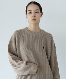 U.S. POLO ASSN. / ユーエスポロアッスン 別注 コラボ ビッグシルエット 畔編み クルーネック ニット セーター