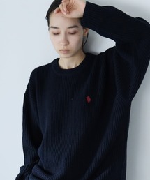 U.S. POLO ASSN. / ユーエスポロアッスン 別注 コラボ ビッグシルエット 畔編み クルーネック ニット セーター