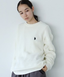 U.S. POLO ASSN. / ユーエスポロアッスン 別注 コラボ ビッグシルエット 畔編み クルーネック ニット セーター