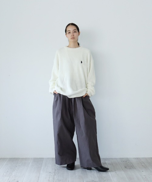 U.S. POLO ASSN.(ユーエスポロアッスン)の「U.S. POLO ASSN. / ユーエスポロアッスン 別注 コラボ ビッグシルエット 畔編み クルーネック ニット セーター(ニット/セーター・メンズ・ブラック/グレー系その他/ネイビー/グリーン/ホワイト・MEDIUM/LARGE)」の9枚目の写真