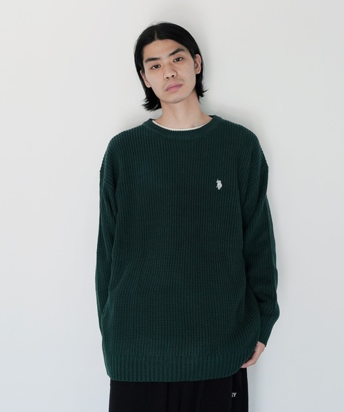 U.S. POLO ASSN.(ユーエスポロアッスン)の「U.S. POLO ASSN. / ユーエスポロアッスン 別注 コラボ ビッグシルエット 畔編み クルーネック ニット セーター(ニット/セーター・メンズ・ブラック/グレー系その他/ネイビー/グリーン/ホワイト・MEDIUM/LARGE)」の21枚目の写真