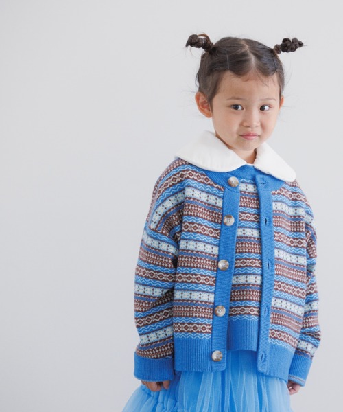LOWRYS FARM（ローリーズファーム）の「ジャガードニットカーディガン　171334（カーディガン/ボレロ・キッズ・ブルー/ピンク・110cm/120cm/130cm/140cm/150cm）」の12枚目の写真