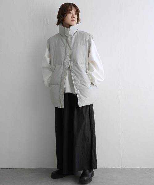 notch.（ノッチ）の「パデッドベスト（ダウンベスト・レディース・オフホワイト/ブラック/グレー・M）」の17枚目の写真