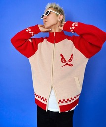BAD BOY（バッドボーイ）の「BAD BOY ロゴ ジャガード編み ハイネック ジップアップニット（ニット/セーター）」
