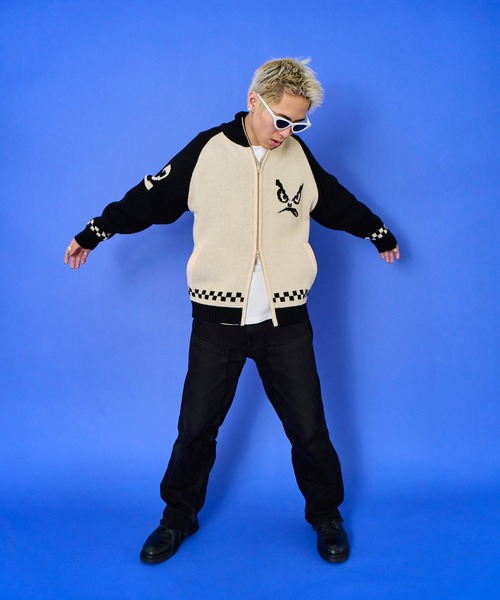 BAD BOY(バッドボーイ)の「BAD BOY ロゴ ジャガード編み ハイネック ジップアップニット(ニット/セーター・メンズ・レッド/グリーン/ブラック・L/M)」の9枚目の写真