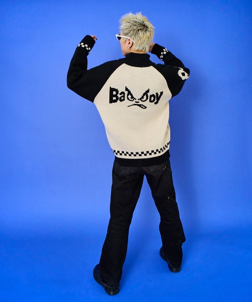 BAD BOY(バッドボーイ)の「BAD BOY ロゴ ジャガード編み ハイネック ジップアップニット(ニット/セーター・メンズ・レッド/グリーン/ブラック・L/M)」の11枚目の写真