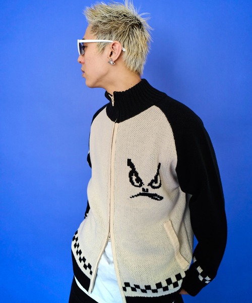 BAD BOY(バッドボーイ)の「BAD BOY ロゴ ジャガード編み ハイネック ジップアップニット(ニット/セーター・メンズ・レッド/グリーン/ブラック・L/M)」の4枚目の写真