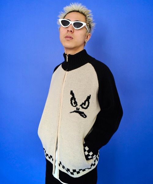 BAD BOY(バッドボーイ)の「BAD BOY ロゴ ジャガード編み ハイネック ジップアップニット(ニット/セーター・メンズ・レッド/グリーン/ブラック・L/M)」の5枚目の写真