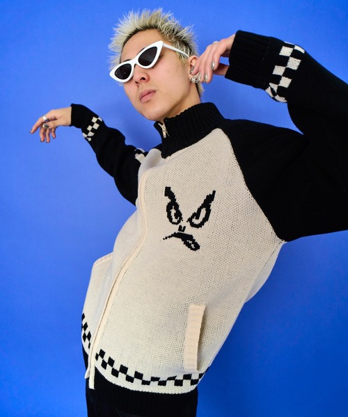 BAD BOY(バッドボーイ)の「BAD BOY ロゴ ジャガード編み ハイネック ジップアップニット(ニット/セーター・メンズ・レッド/グリーン/ブラック・L/M)」の7枚目の写真