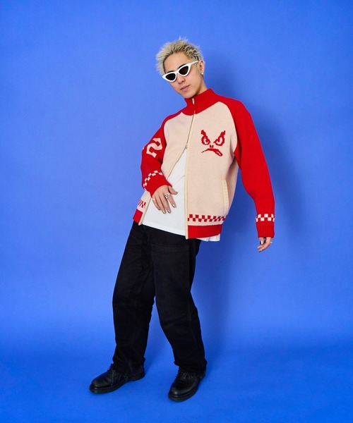 BAD BOY(バッドボーイ)の「BAD BOY ロゴ ジャガード編み ハイネック ジップアップニット(ニット/セーター・メンズ・レッド/グリーン/ブラック・L/M)」の18枚目の写真